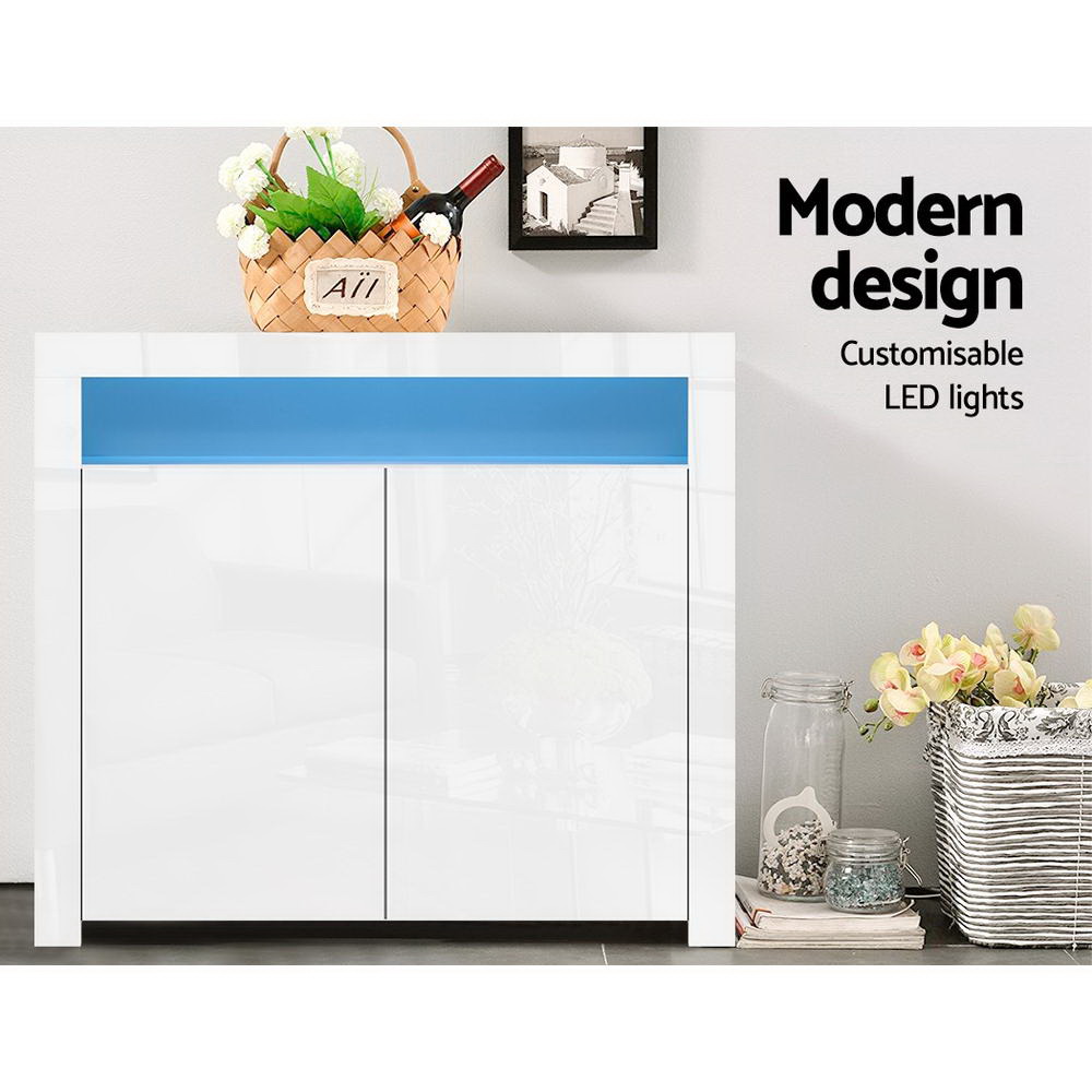 Artiss Arno LED Buffet Sideboard White view 4
