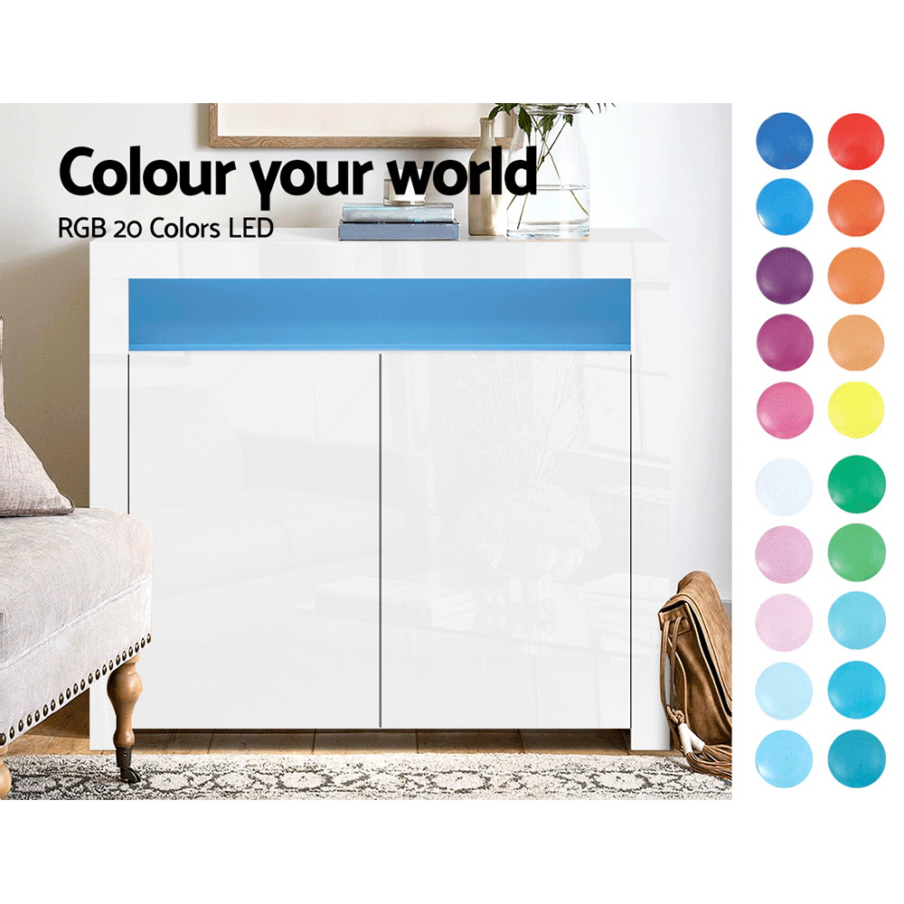 Artiss Arno LED Buffet Sideboard White view 5