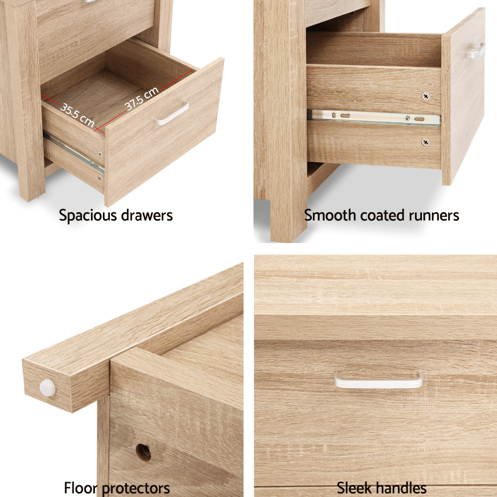 Artiss MAXI Pine Bedside Table, Single or Set of 2 view 4