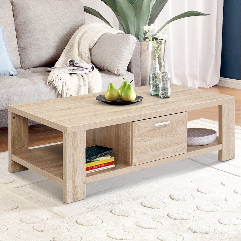 Artiss Maxi Coffee Table 1 Drawer Oak