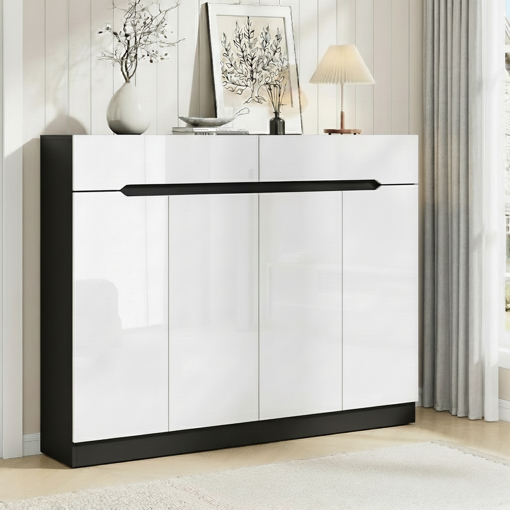 Artiss Lydia Shoe Rack Cabinet 120cm with Drawer, White