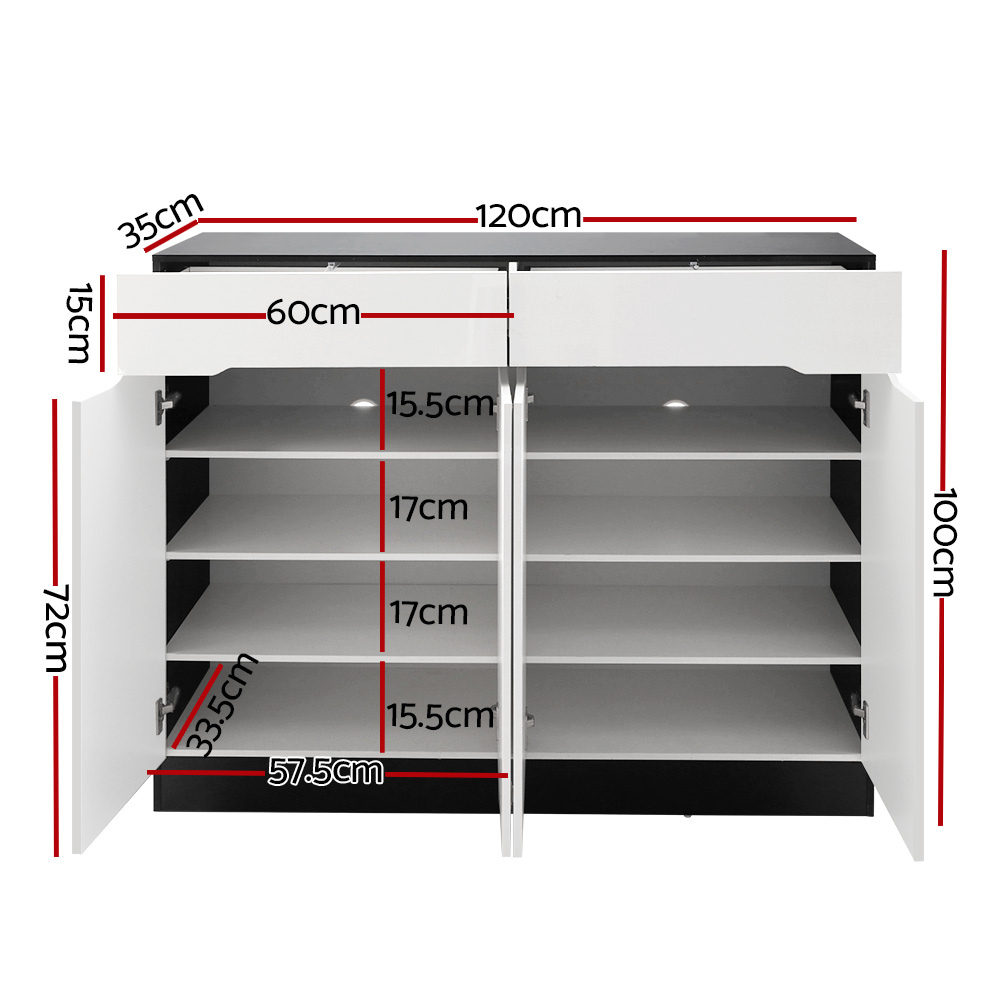 Artiss Lydia Shoe Rack Cabinet 120cm with Drawer, White view 4