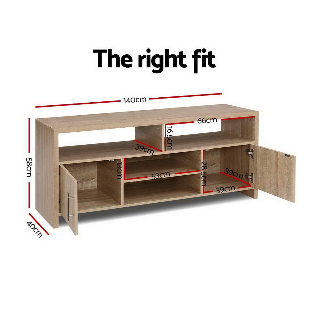 Artiss Ken TV Cabinet Entertainment Unit 140cm Oak view 4
