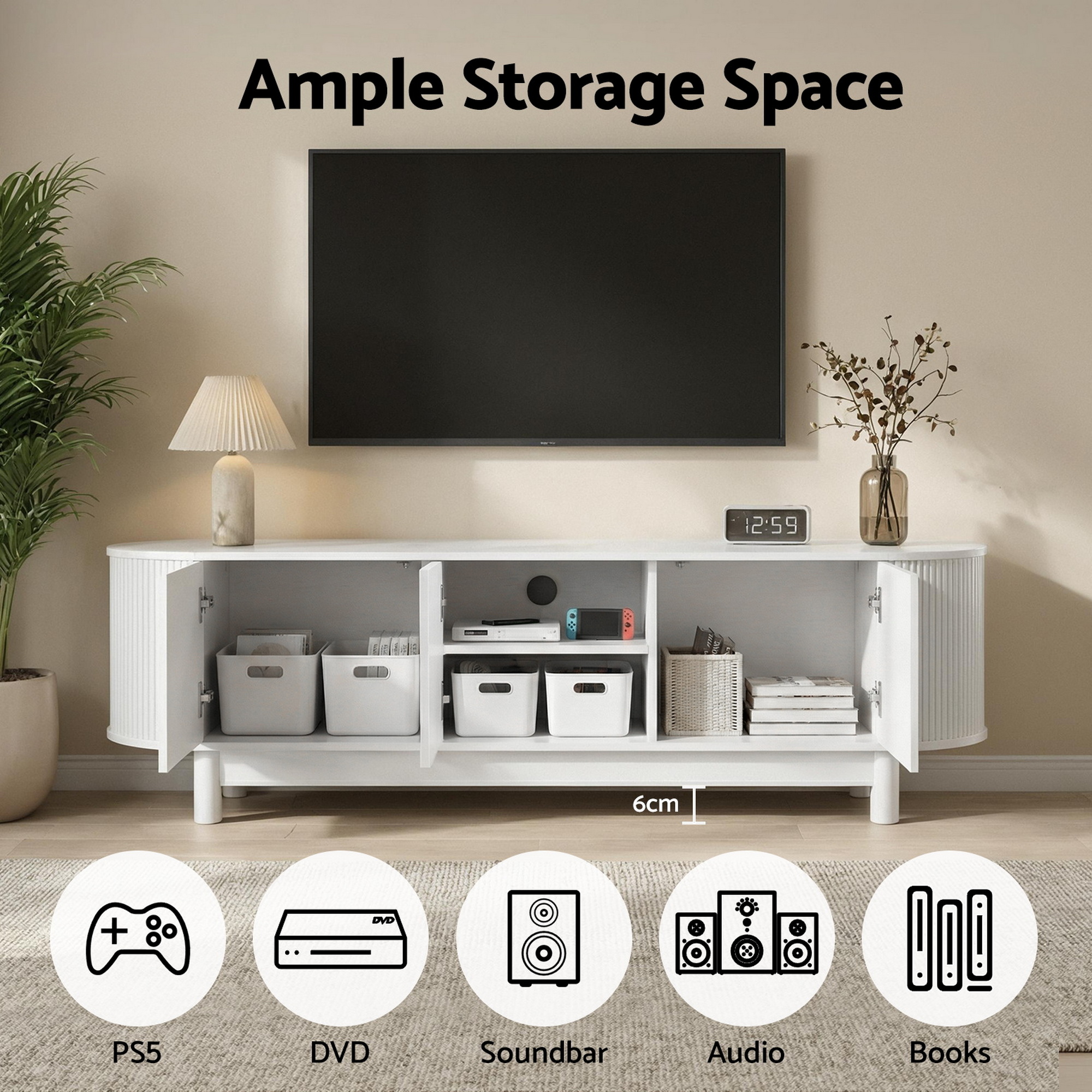 Artiss TV Unit Entertainment Storage Cabinet 160cm in 2 Colours view 5