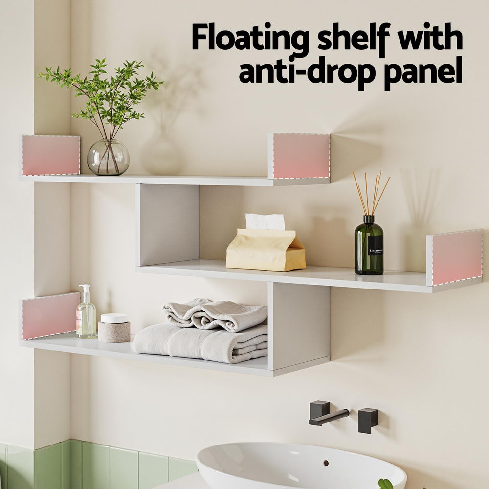 Artiss Floating Wall Shelf 3 Tier in 2 Colours view 4