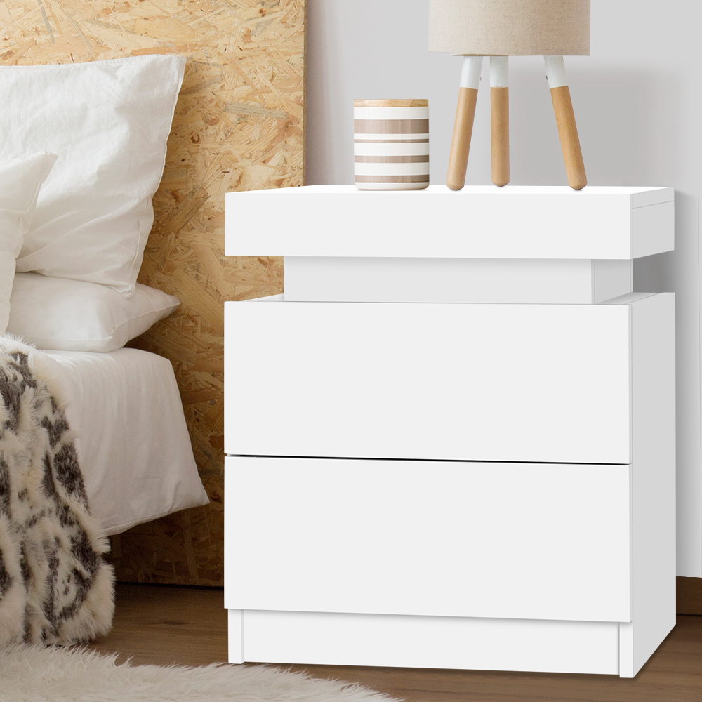 Artiss COLEY Bedside Table, Lift-Up Storage, White