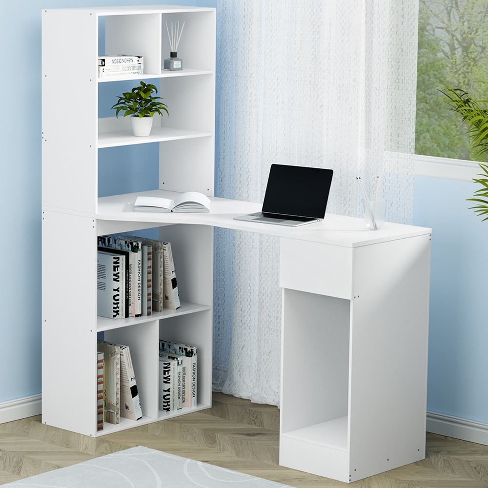Artiss 120cm Computer Desk with Bookshelf White