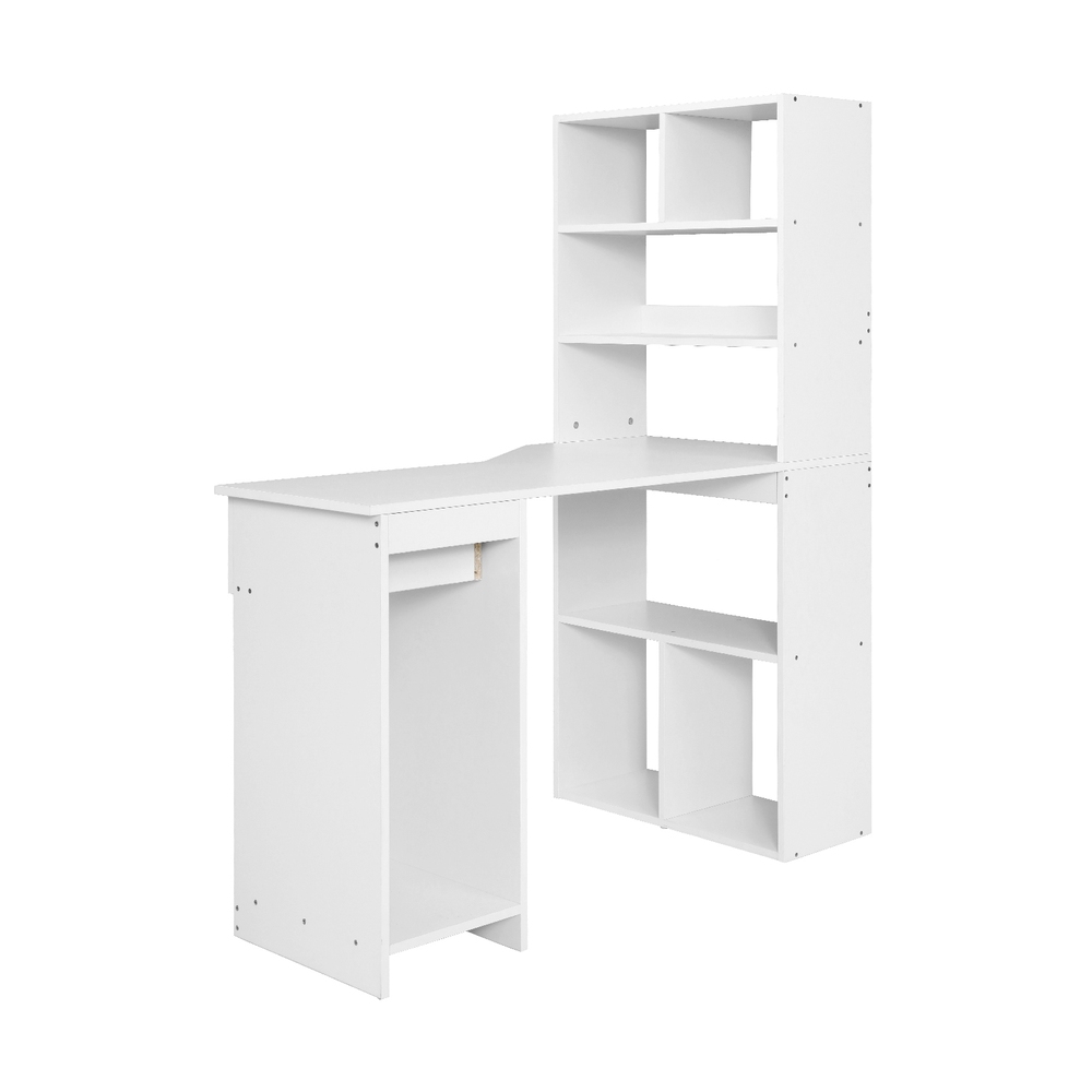 Artiss 120cm Computer Desk with Bookshelf White view 3
