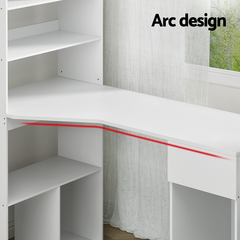 Artiss 120cm Computer Desk with Bookshelf White view 5