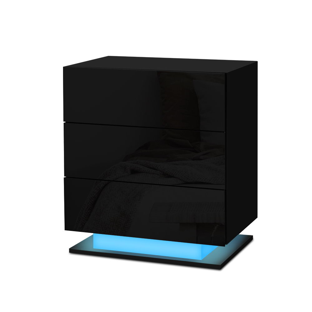 Artiss MORI LED Bedside Table, 3 Drawers, Multiple Colours