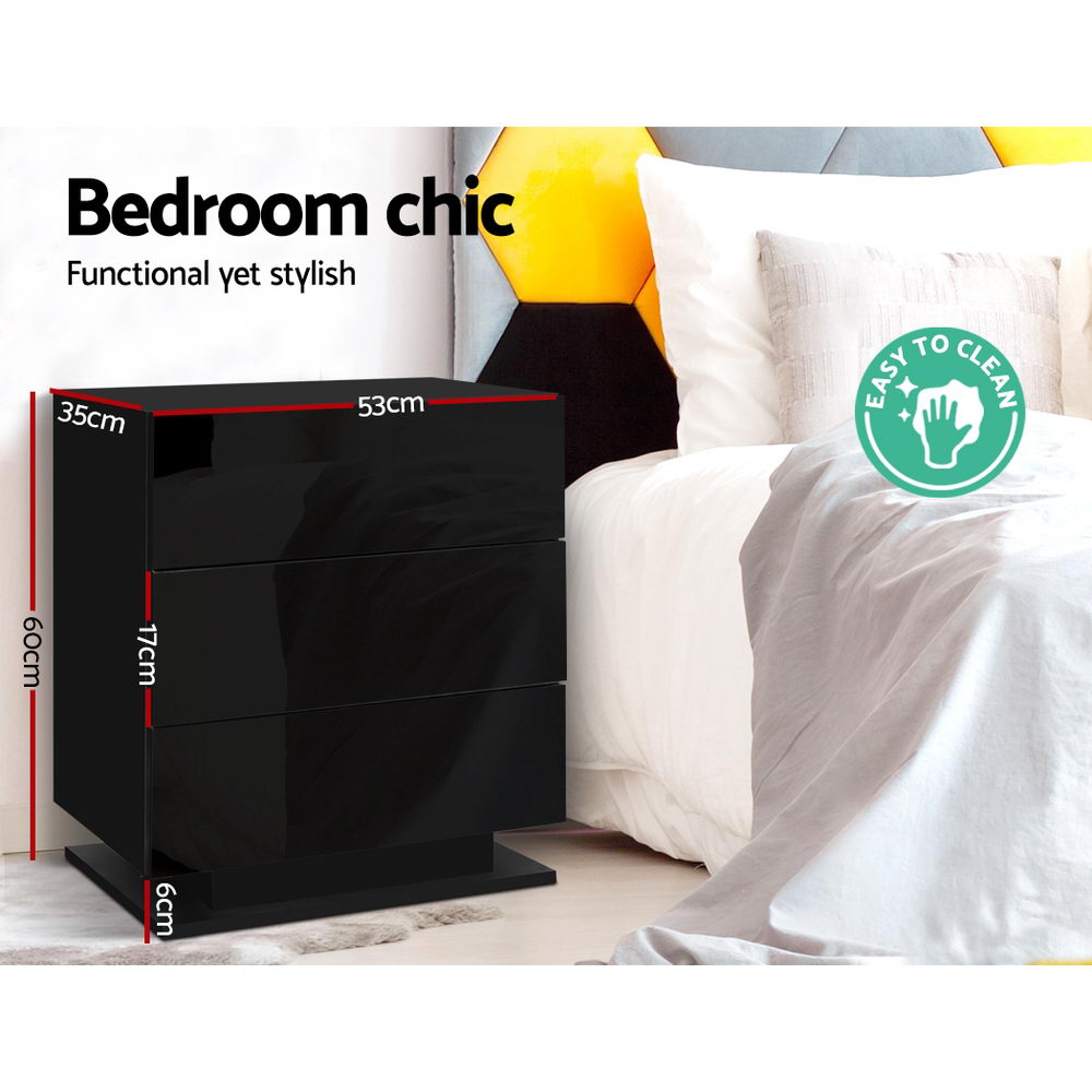 Artiss MORI LED Bedside Table, 3 Drawers, Multiple Colours view 5