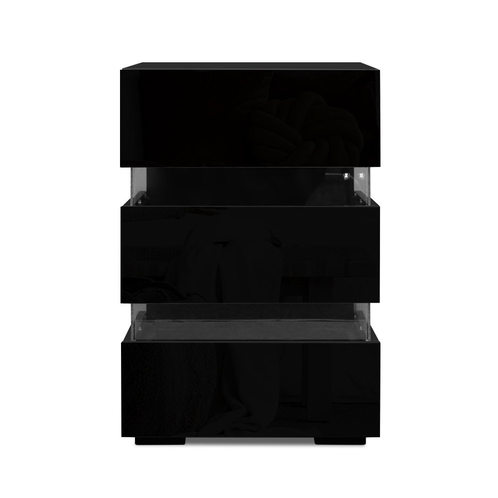 Artiss LUMI LED Bedside Table, 3 Drawers, Single or Set of 2 view 3