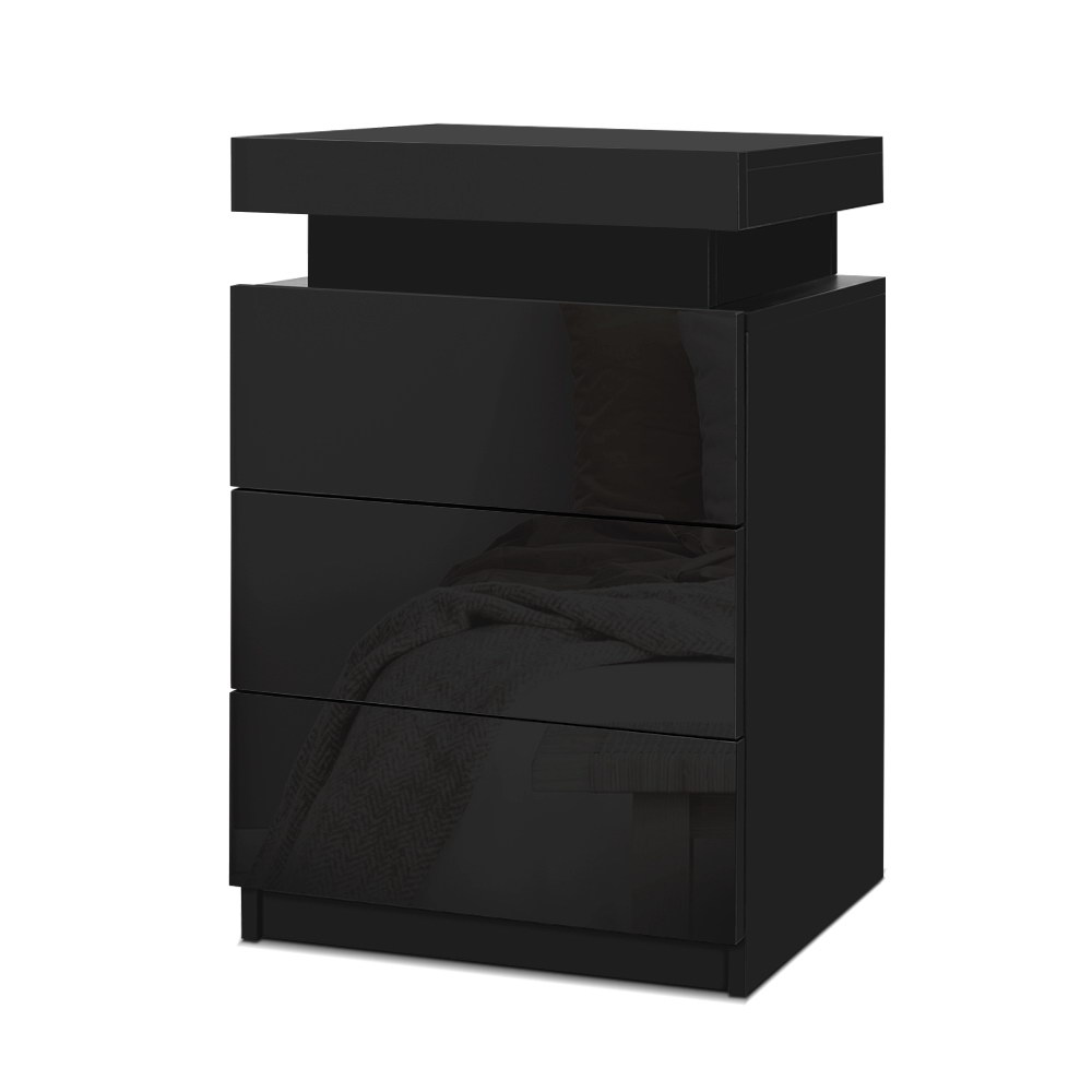 Artiss COLEY LED Bedside Table, 3 Drawers, Multiple Colours