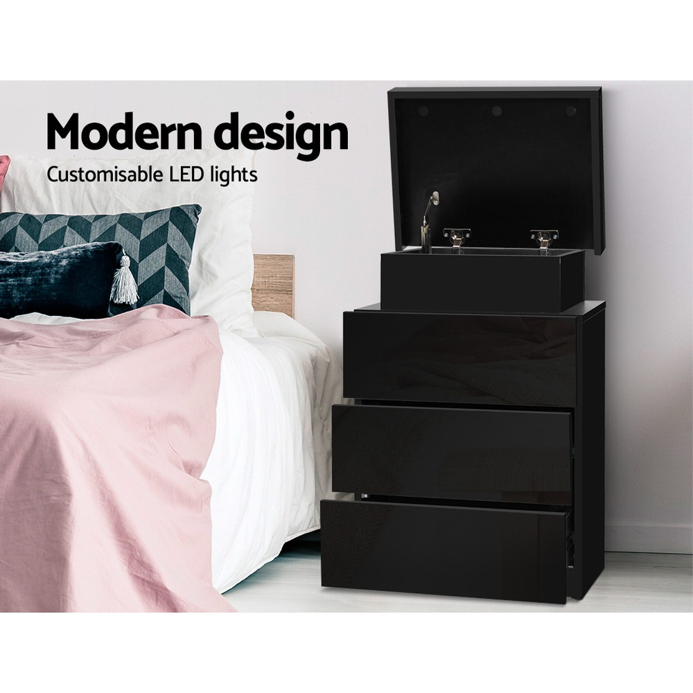 Artiss COLEY LED Bedside Table, 3 Drawers, Multiple Colours view 4