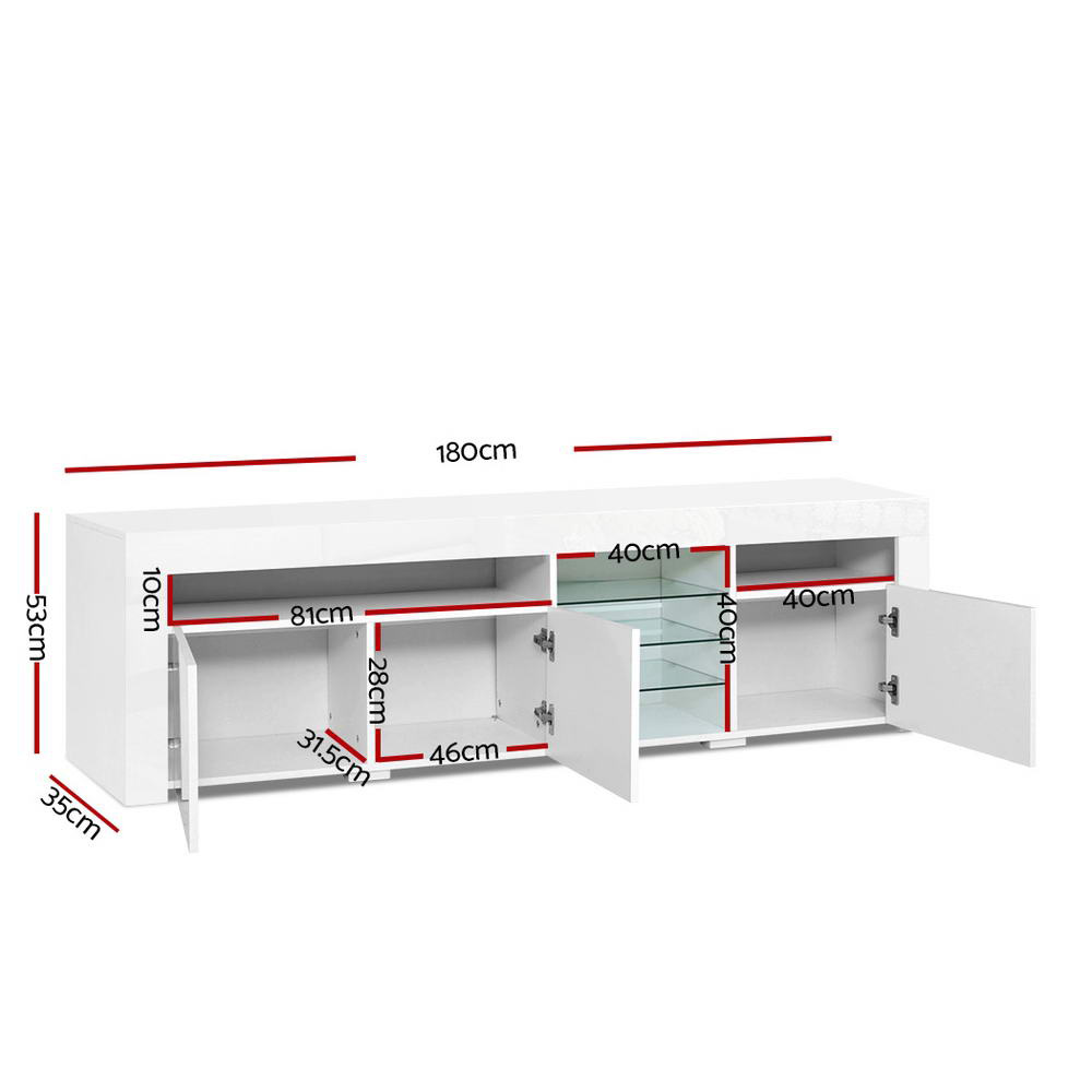 Artiss LED TV Cabinet Entertainment Unit White in 2 Sizes view 4