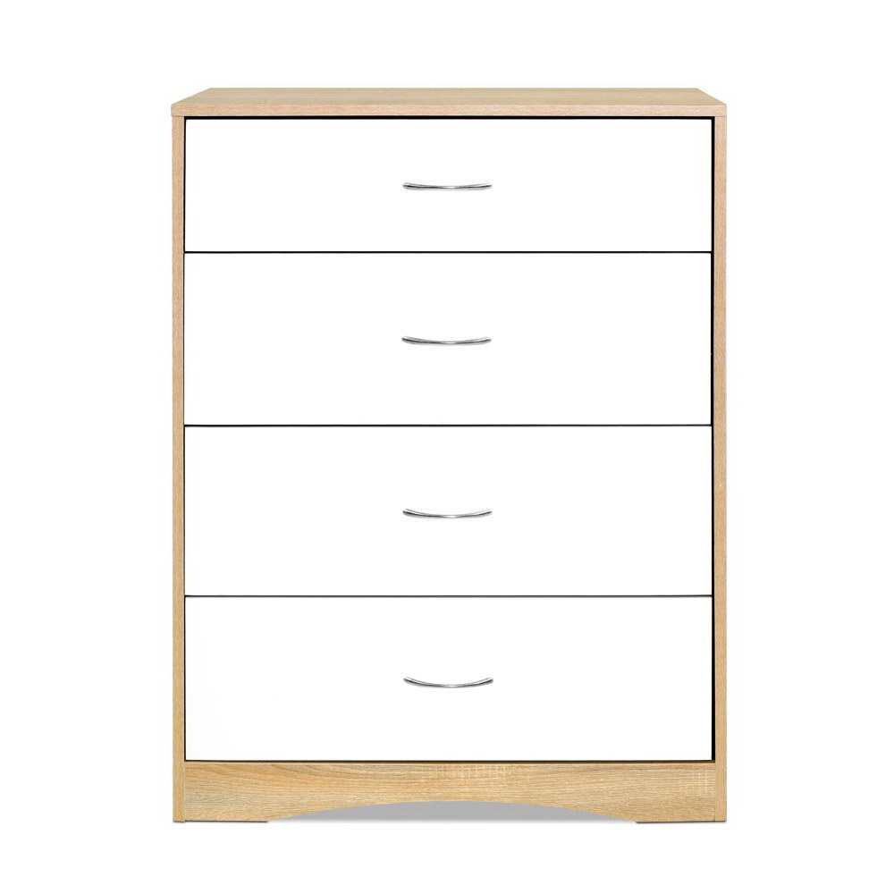Artiss BURL 4 Chest of Drawers, White and Wood view 5
