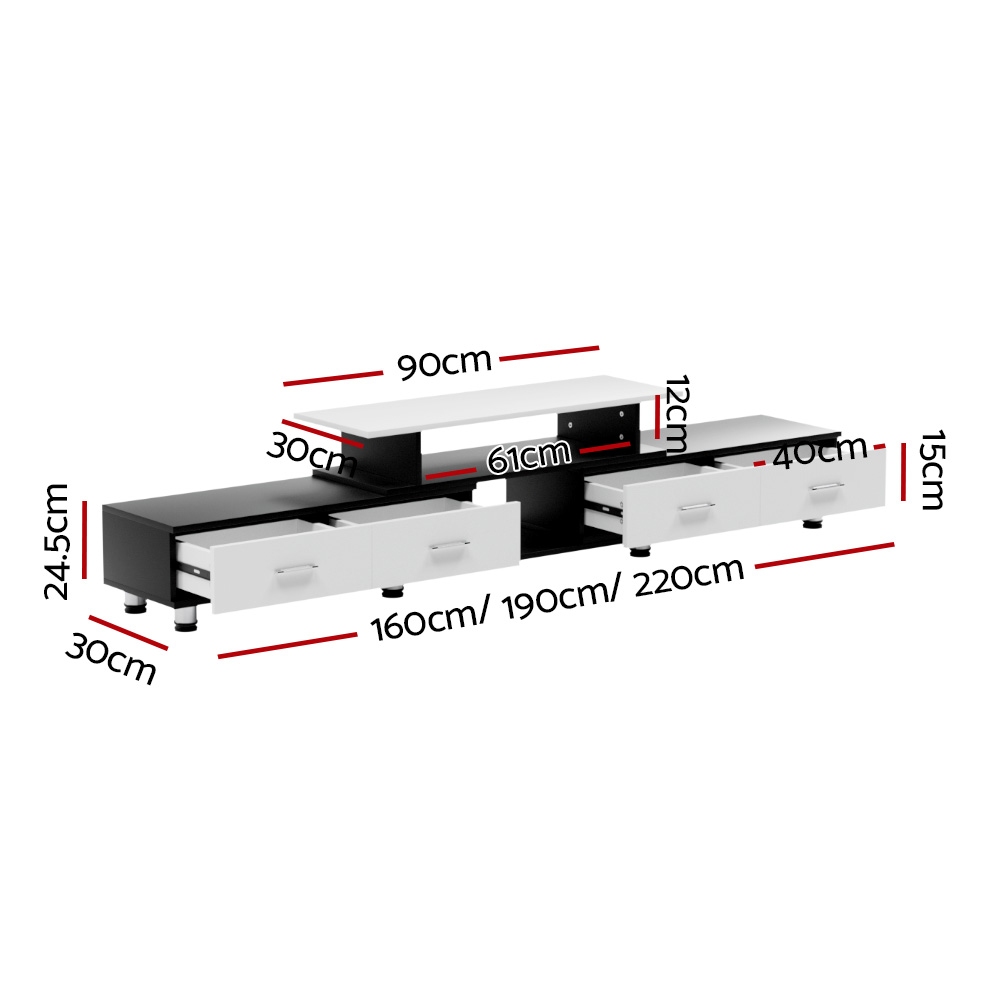 Artiss Extendable TV Cabinet Entertainment Unit 160 to 220cm view 4