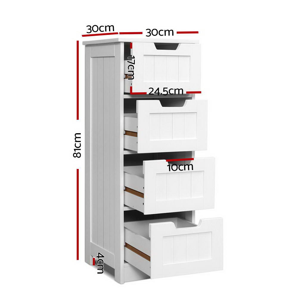 Artiss LEESA 4 Chest of Drawers, White view 4