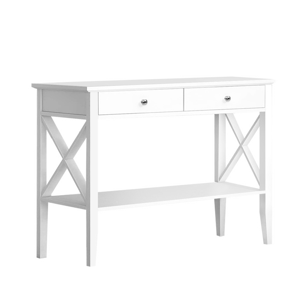 Artiss Chole Console Table 2 Drawers White 100cm view 3