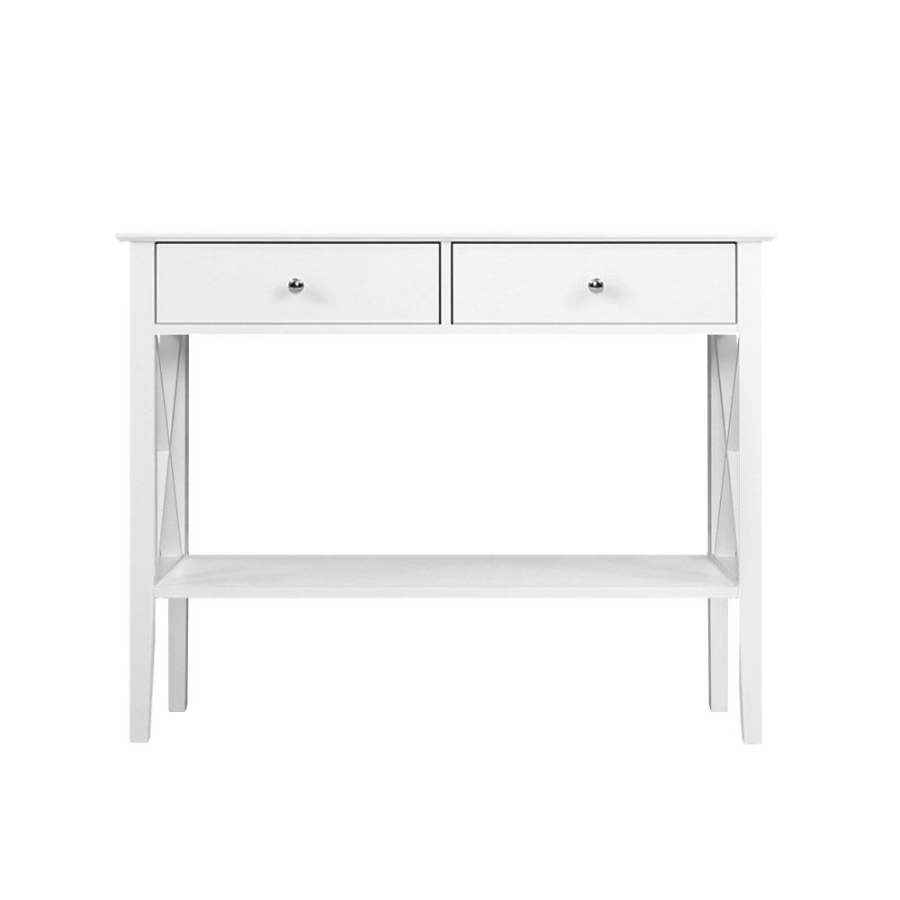 Artiss Chole Console Table 2 Drawers White 100cm view 5