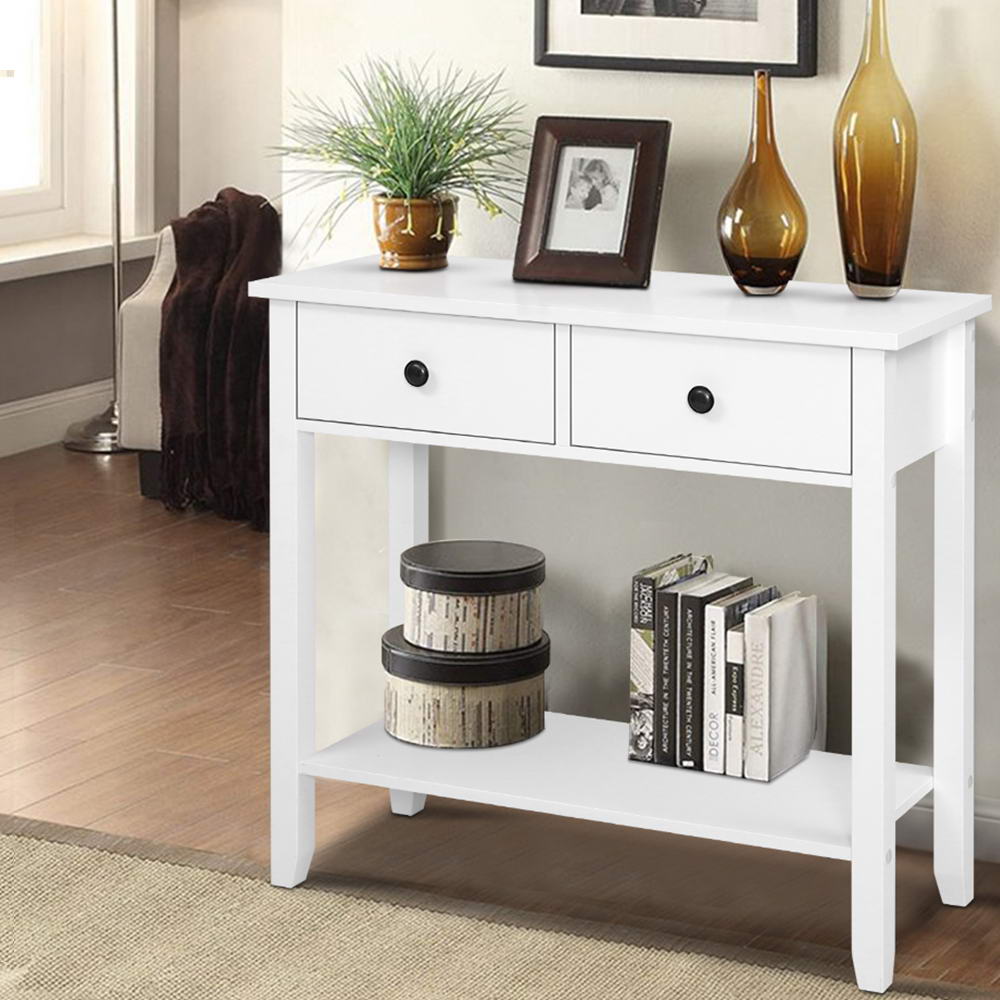 Artiss Chole Console Table 2 Drawers White 80cm