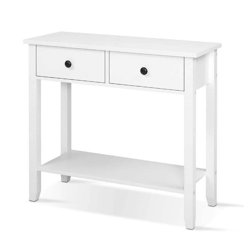 Artiss Chole Console Table 2 Drawers White 80cm view 3