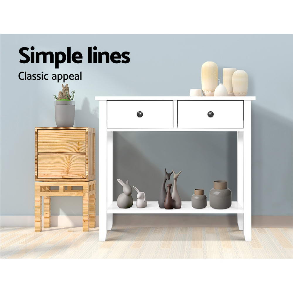 Artiss Chole Console Table 2 Drawers White 80cm view 5