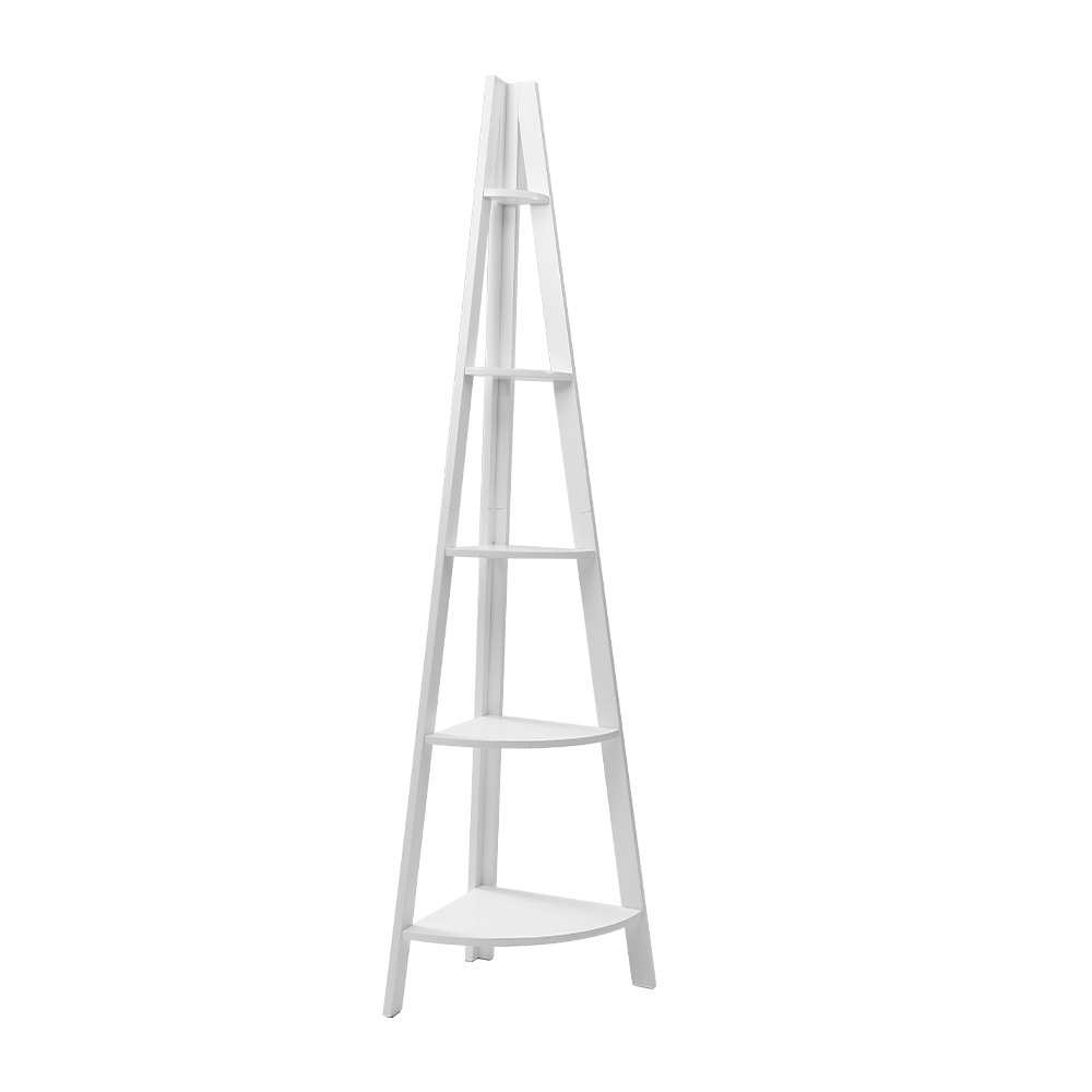 Artiss Cane 5-Tier Corner Shelf White view 3