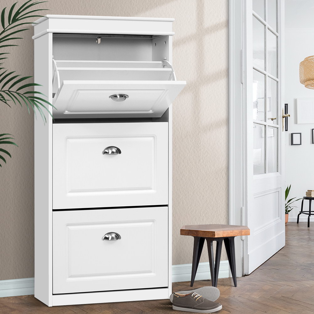 Artiss Sena Shoe Rack Cabinet 18 Pairs White