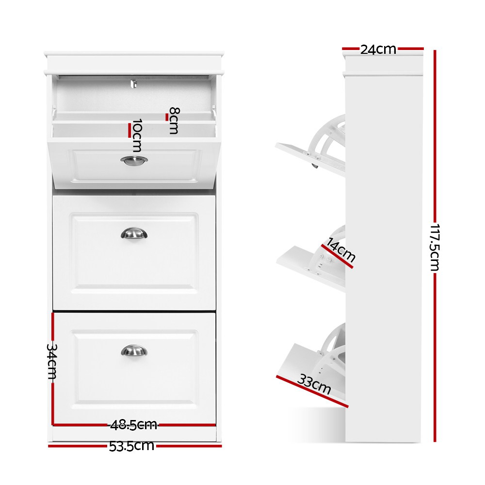 Artiss Sena Shoe Rack Cabinet 18 Pairs White view 4