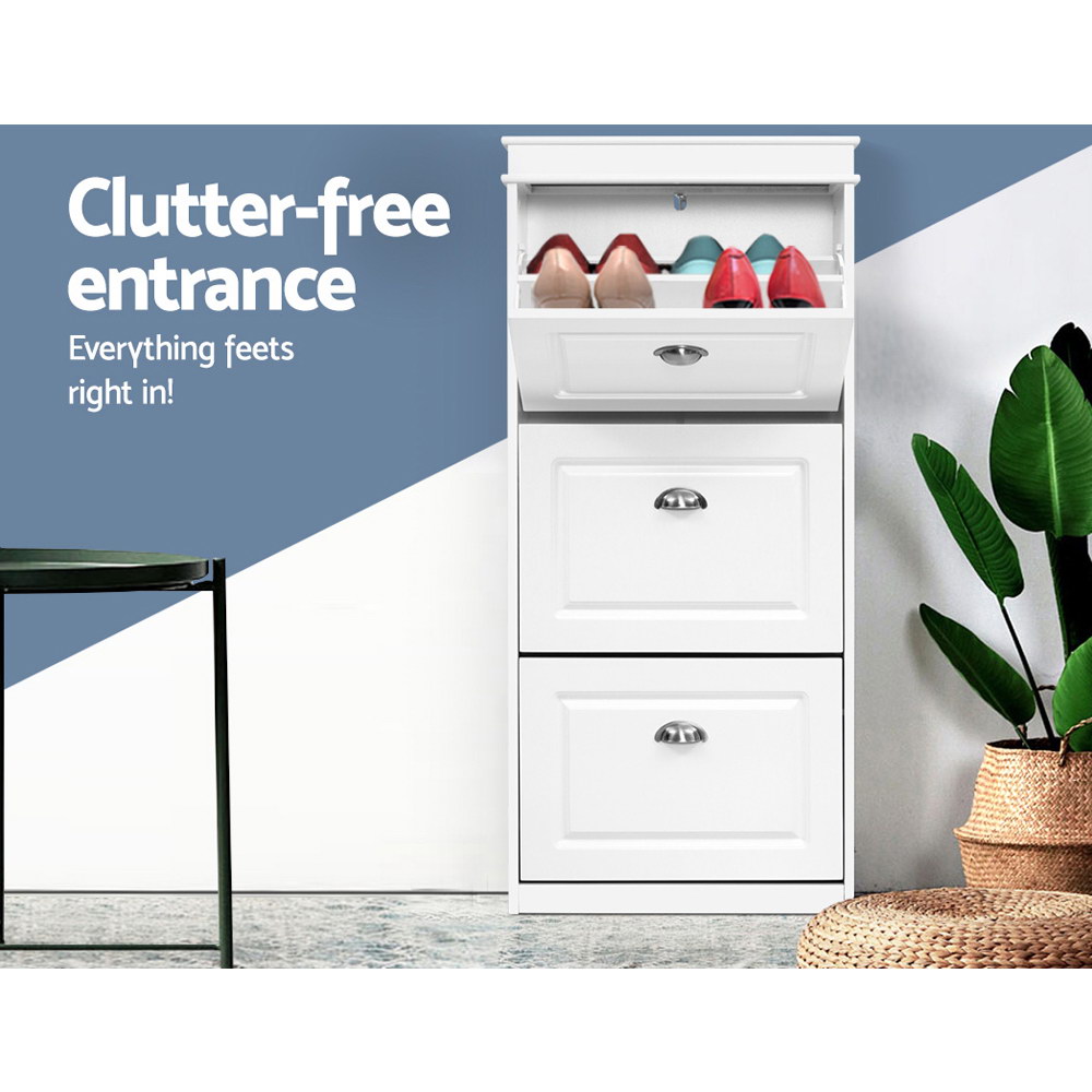 Artiss Sena Shoe Rack Cabinet 18 Pairs White view 5