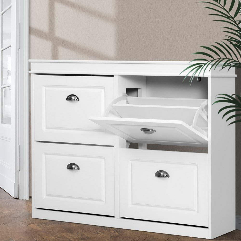 Artiss Paul Shoe Rack Cabinet 16 Pairs White