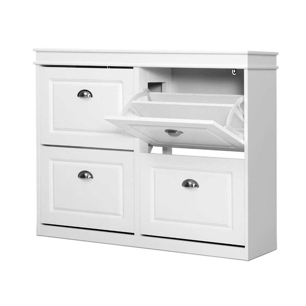 Artiss Paul Shoe Rack Cabinet 16 Pairs White view 3