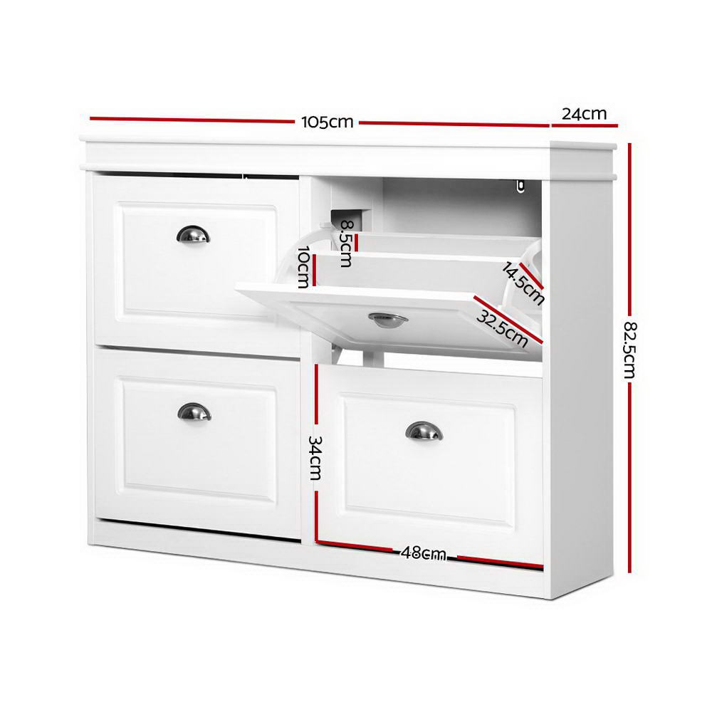 Artiss Paul Shoe Rack Cabinet 16 Pairs White view 4