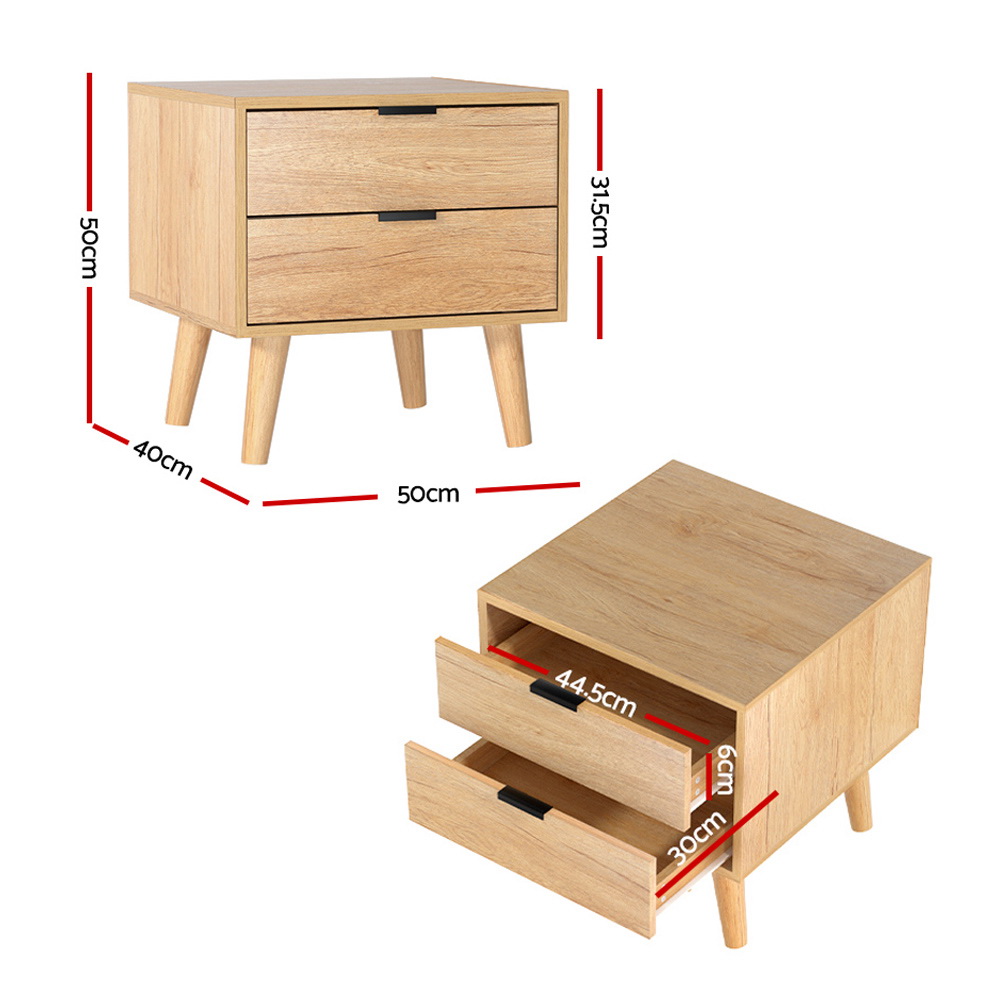 Artiss Bedside Table with 2 Drawers, in 2 Colours view 2