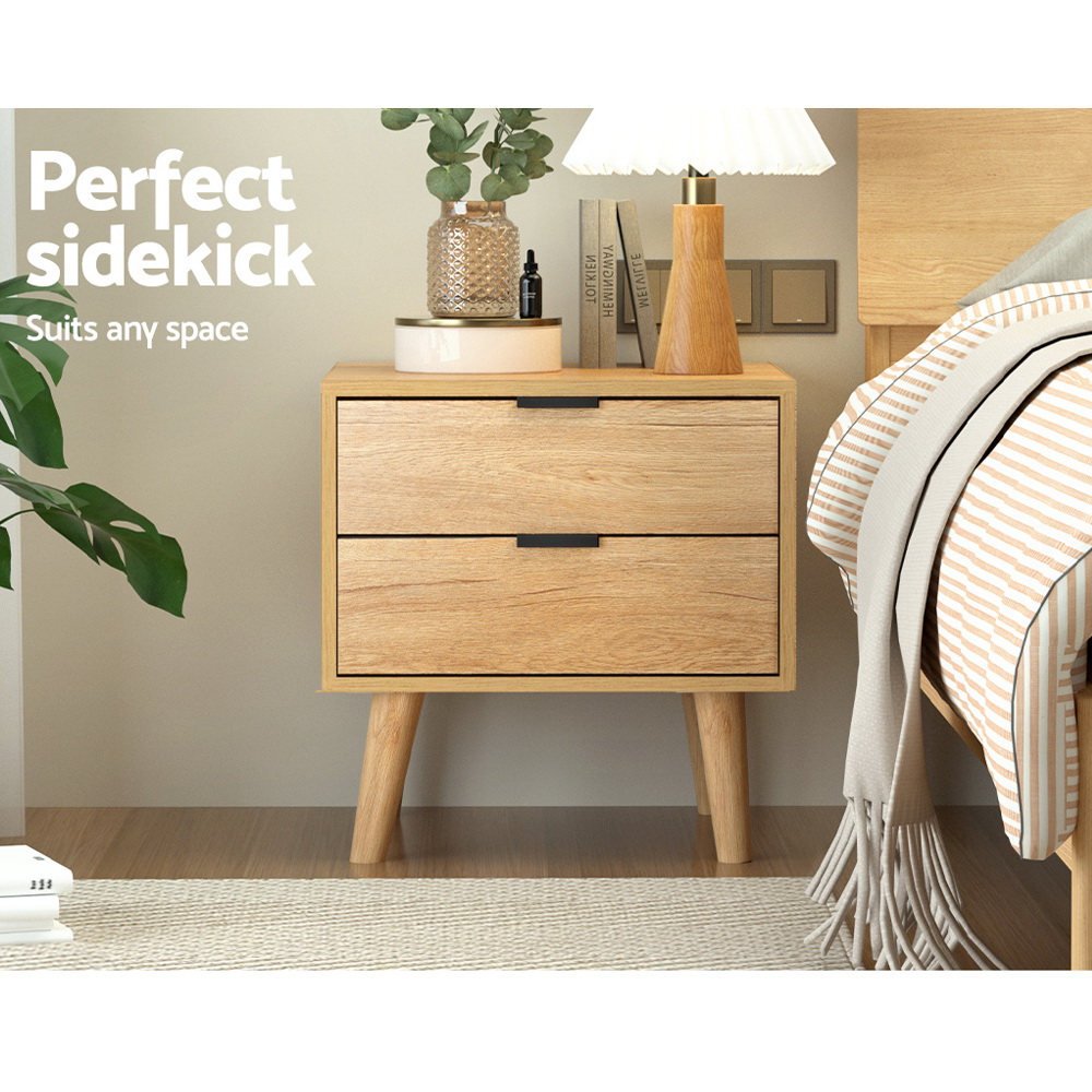 Artiss Bedside Table with 2 Drawers, in 2 Colours view 5