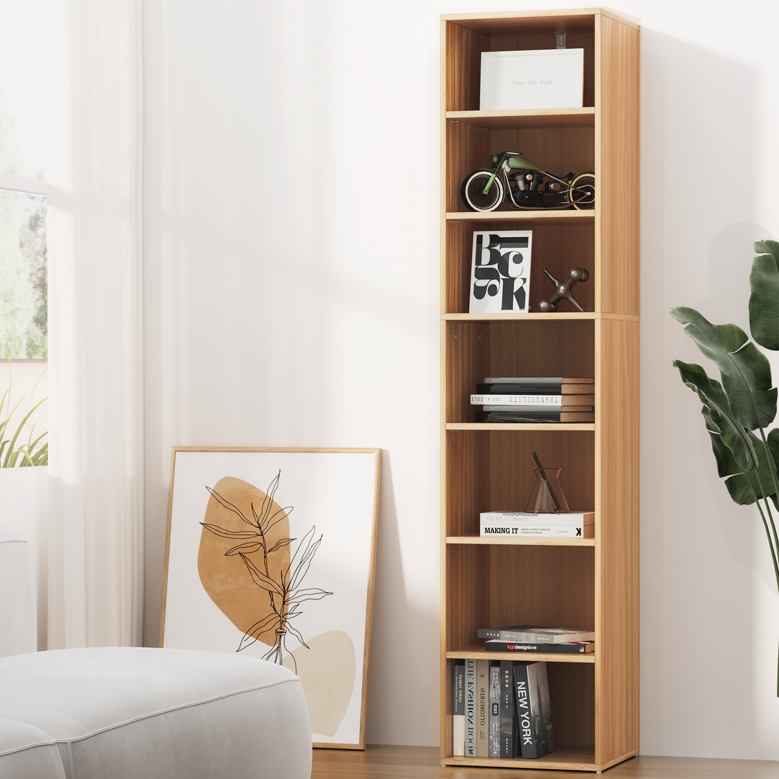 Artiss Milo Multi-Tier Bookshelf Pine