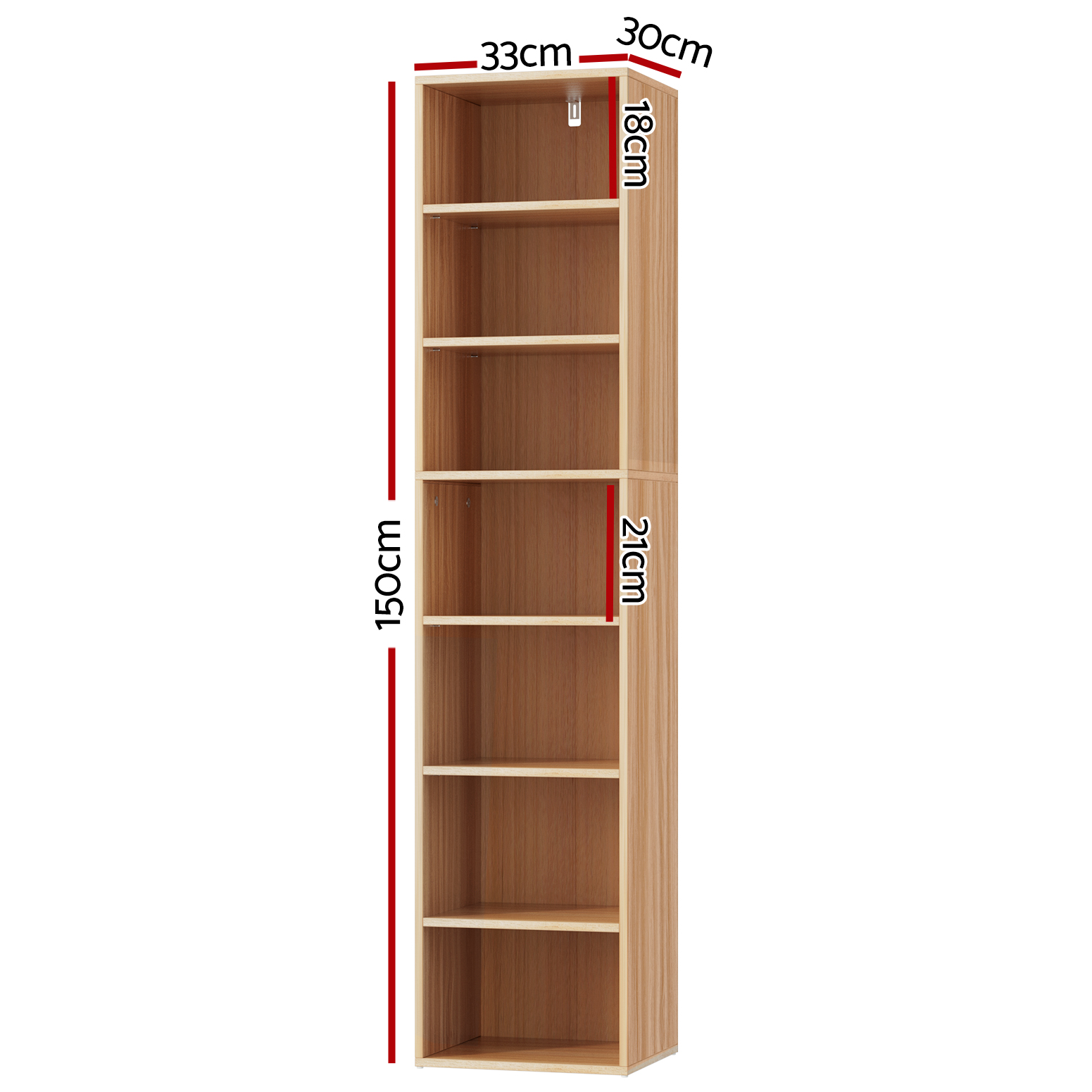 Artiss Milo Multi-Tier Bookshelf Pine view 4