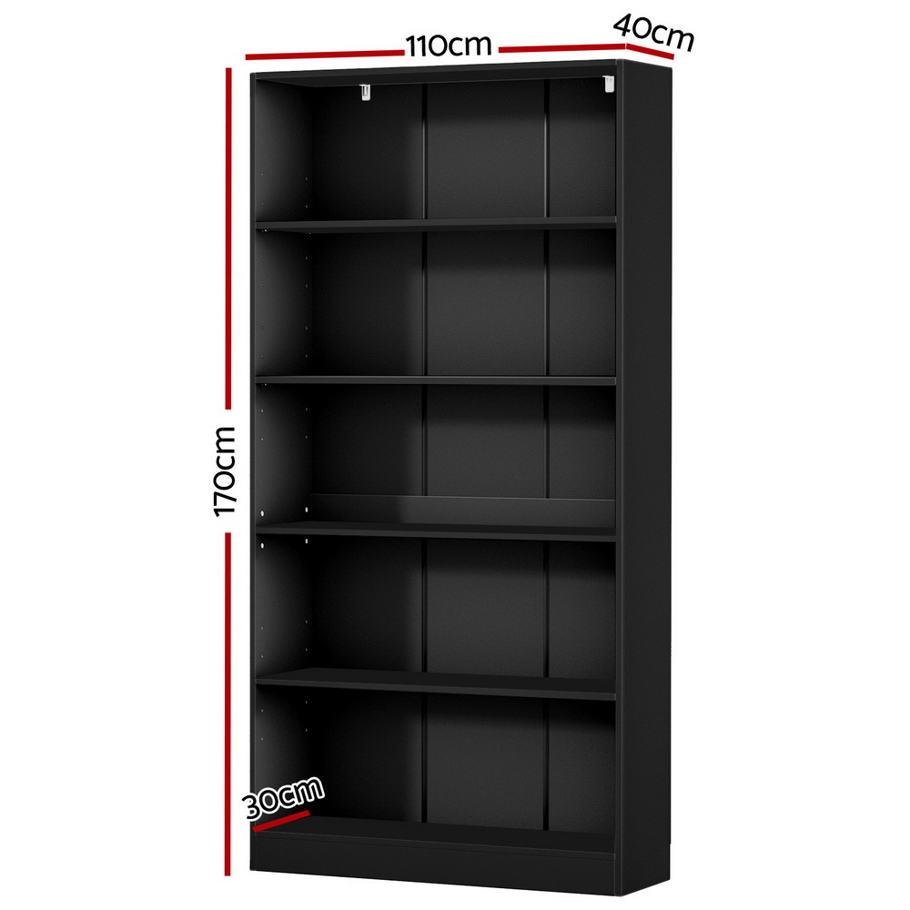 Artiss Anton 5-Tier Bookshelf Black view 4
