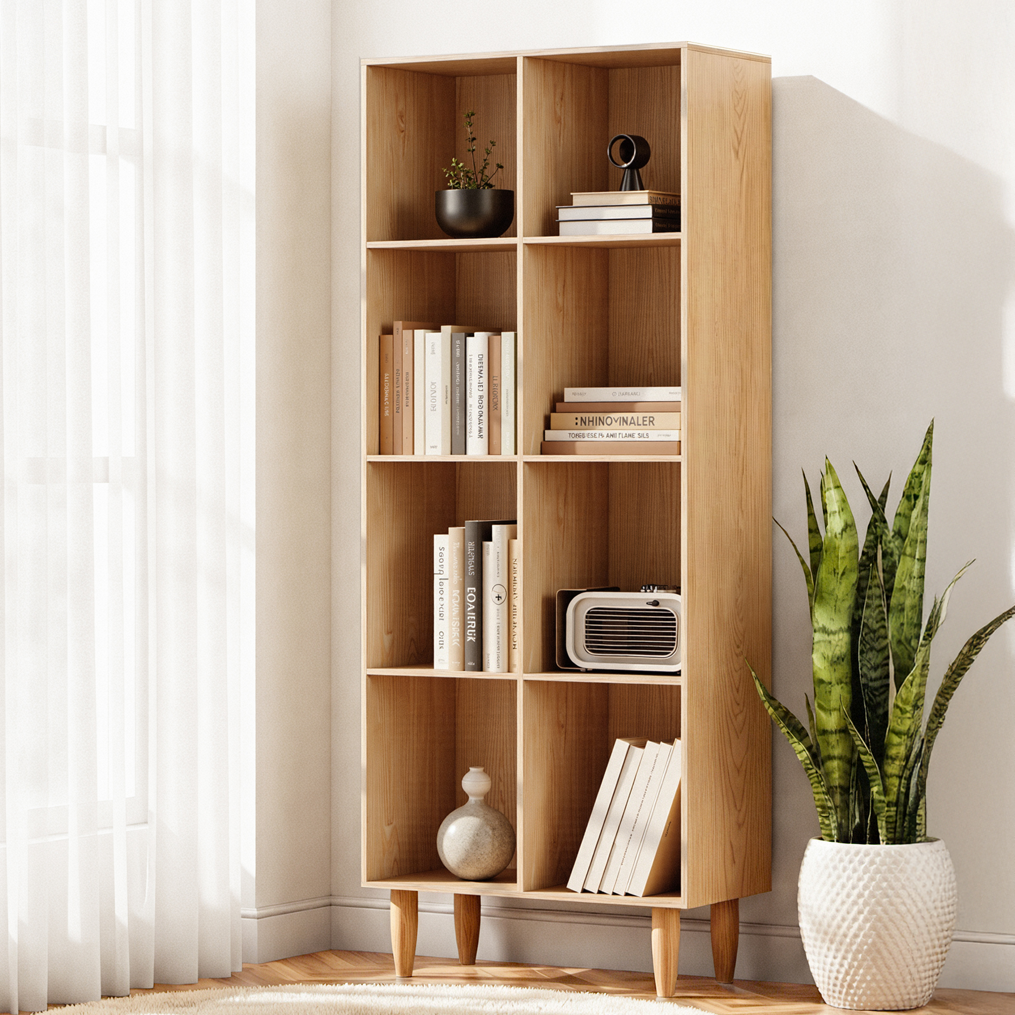 Artiss Leor 4-Tier Bookshelf Pine