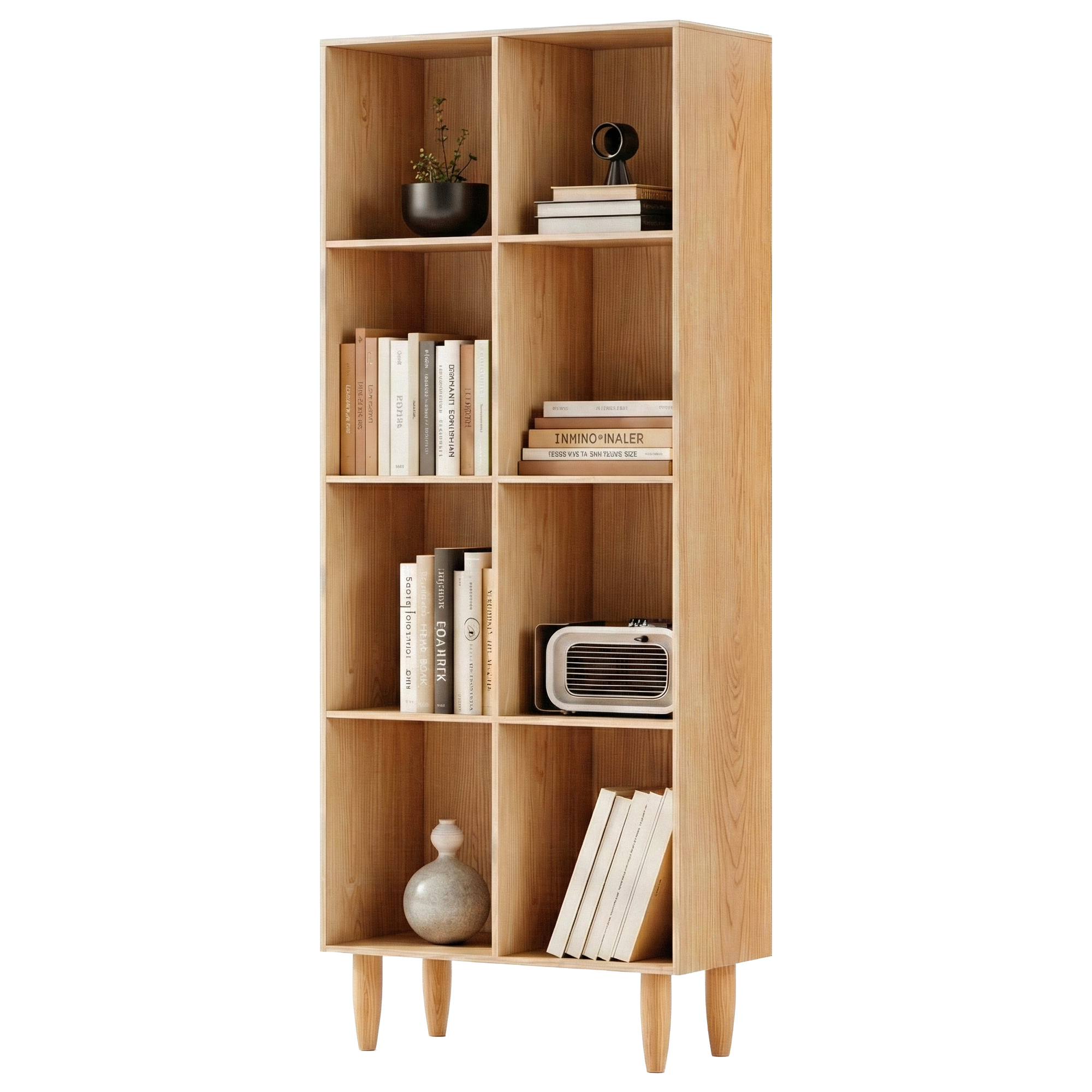 Artiss Leor 4-Tier Bookshelf Pine view 3