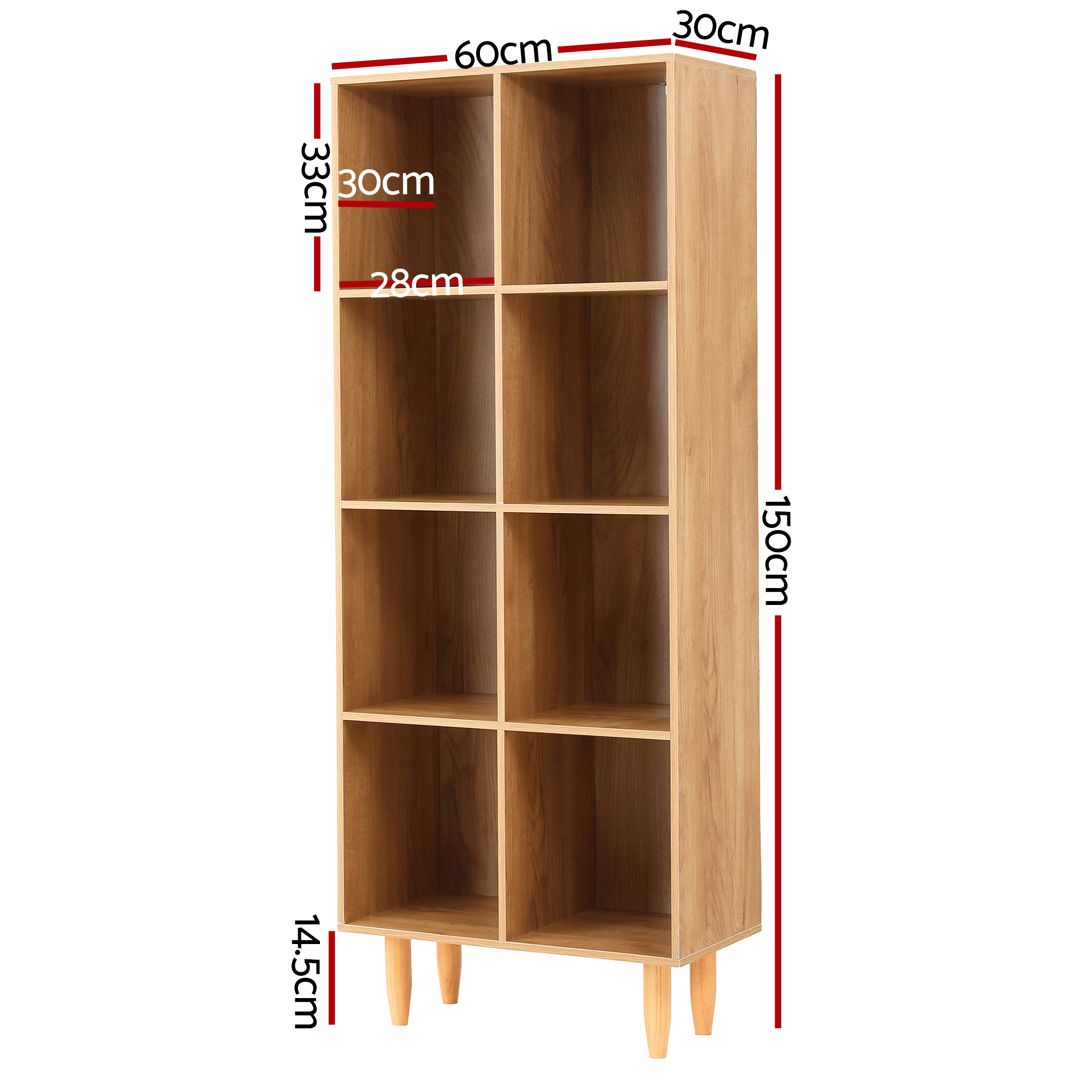 Artiss Leor 4-Tier Bookshelf Pine view 4