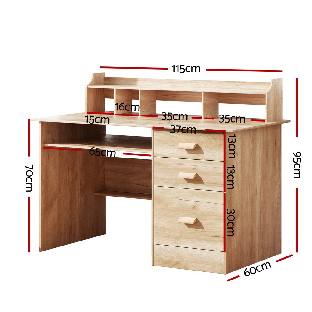Artiss Computer Desk with 2-Tier Shelf and Drawers view 2