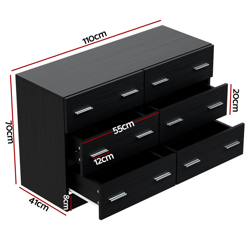 Artiss VEDA 6 Chest of Drawers Lowboy, 3 Colours view 4