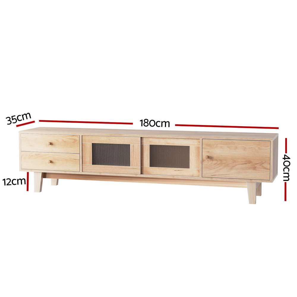 Artiss TV Cabinet Entertainment Unit with Drawer 180cm Wood view 4