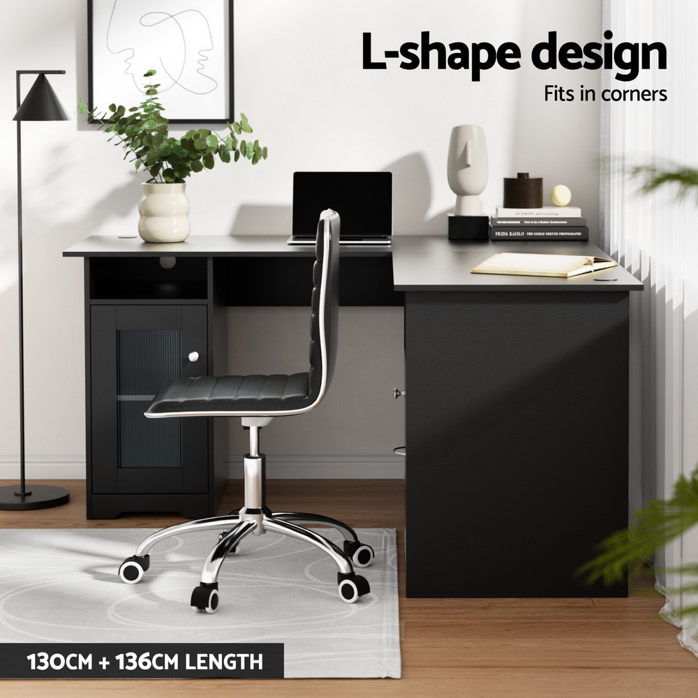 Artiss L-Shaped Corner Computer Desk with Storage view 4