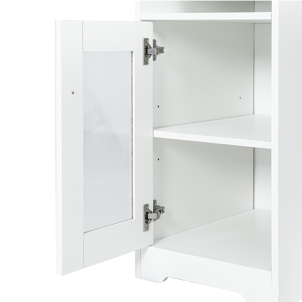 Artiss L-Shape Computer Desk with Shelf Cabinet White 150cm view 3