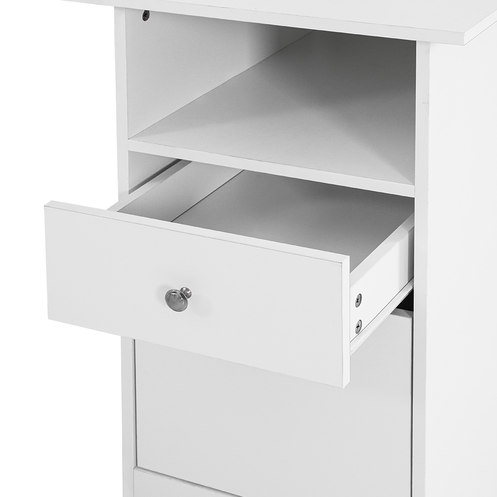 Artiss L-Shape Computer Desk with Shelf Cabinet White 150cm view 4