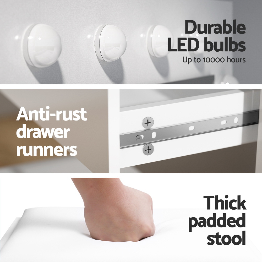 Artiss Dressing Table Set with Stool, 12 LED Bulbs view 5