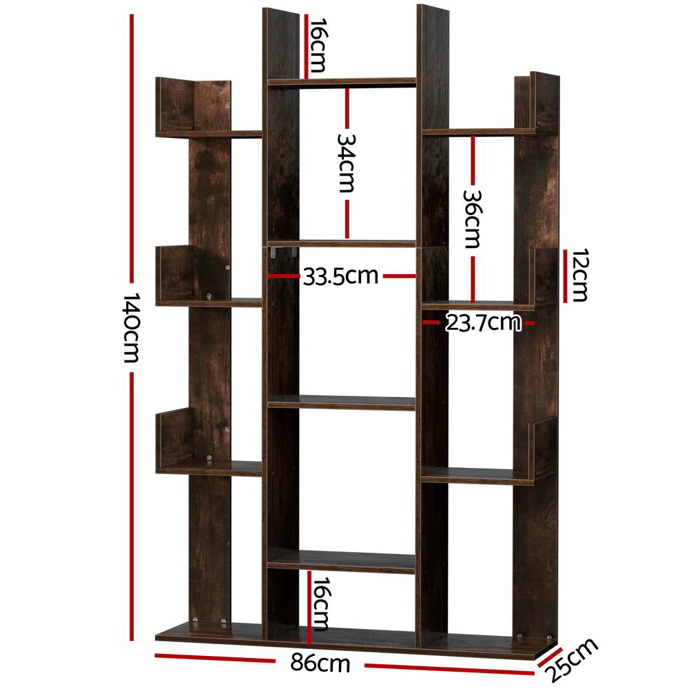 Artiss ROMI Tree-Shaped Bookshelf in Walnut view 4